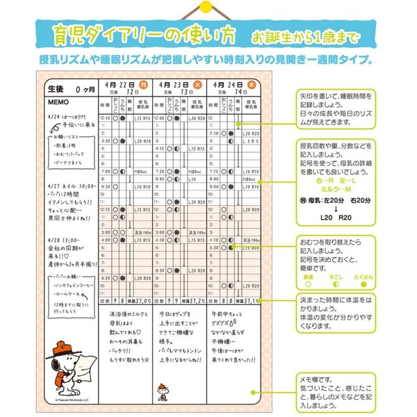 市場 スヌーピー 3点アイテム エコー写真アルバム セット 育児ダイアリー 贈り物