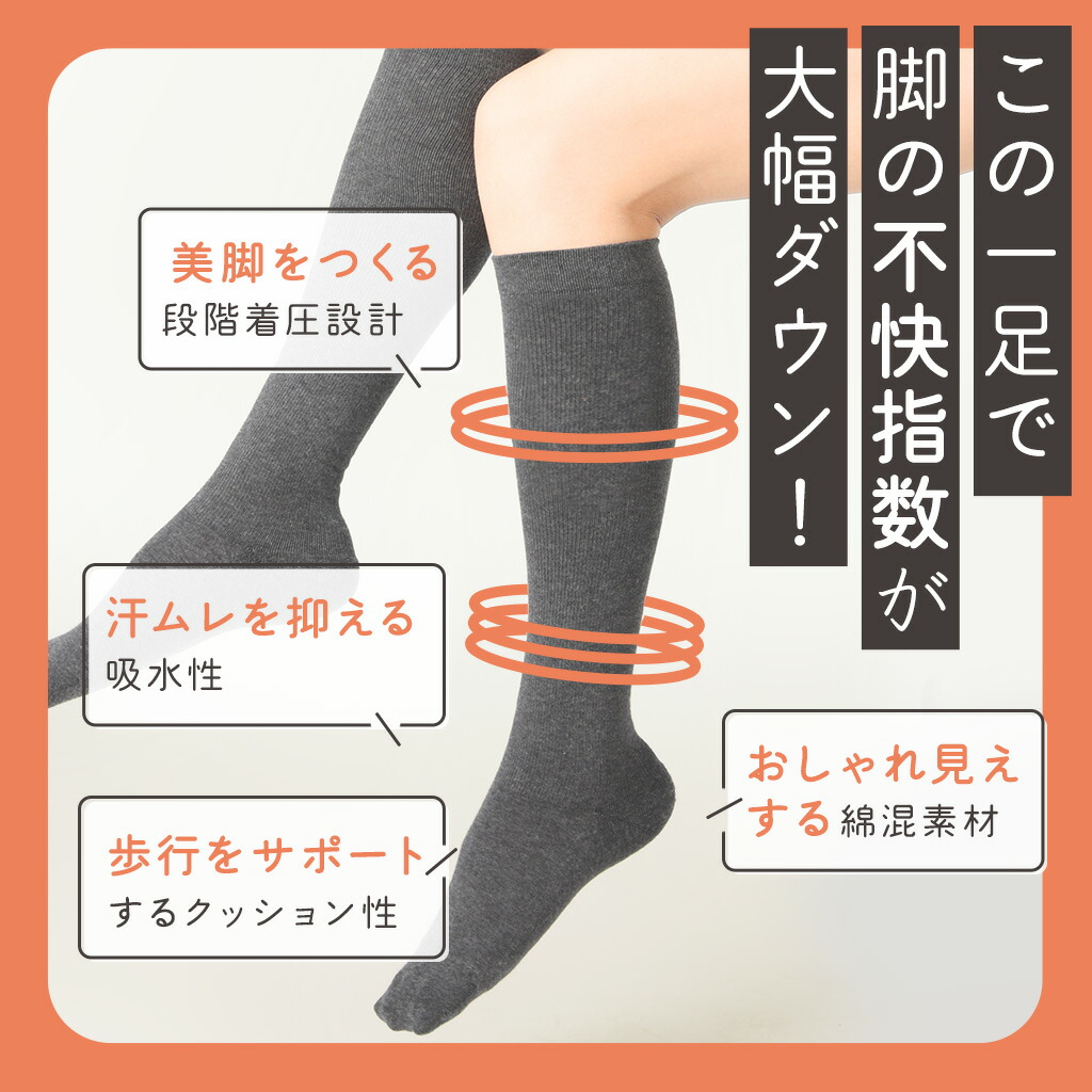 本日ポイント10倍！】着圧ソックス 着圧靴下 黒 白 グレー M L 