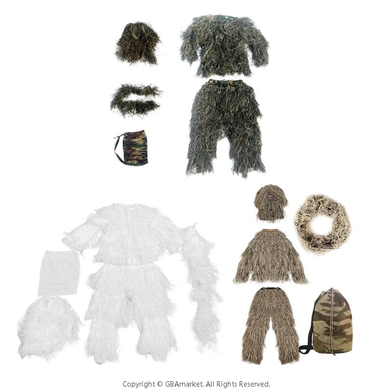 ギリースーツ 収納袋付き ジャケット ウォーゲーム 衣類 衣装 パンツ 帽子 制服セット ハロウィン 屋外写真コスチューム ジャングル用画像