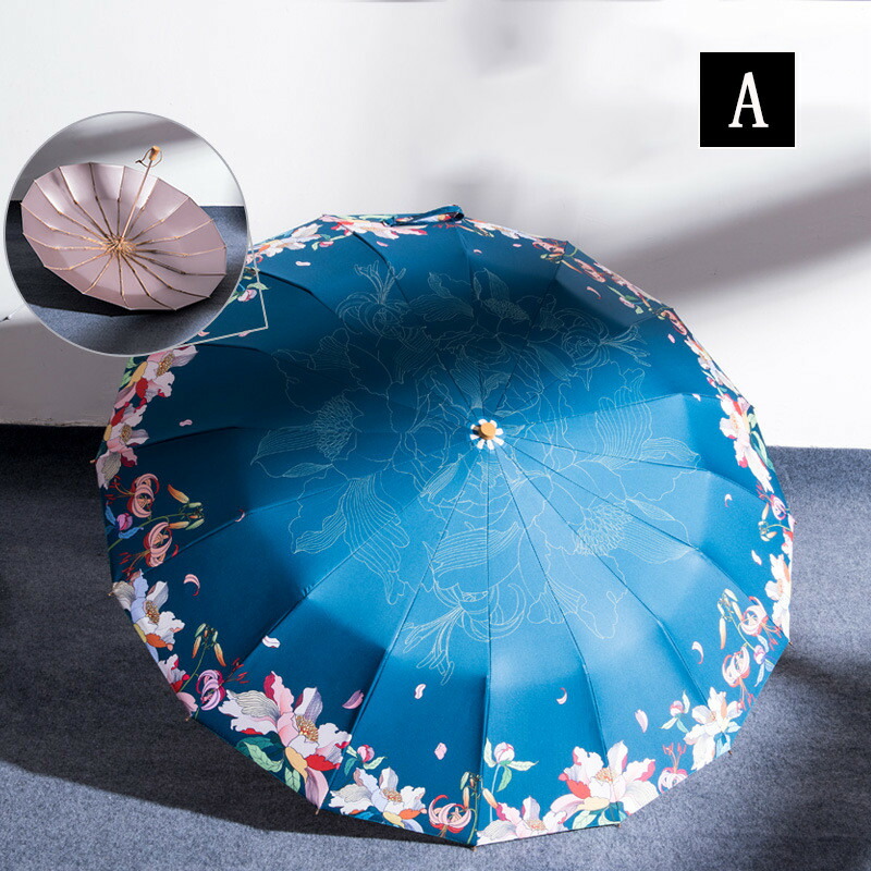 楽天市場 折りたたみ傘 レディース 花柄 日傘 雨傘 手動傘 晴雨兼用傘 プリント 大きい傘 防風 折り畳み 折りたたみ傘 3つ折 オシャレ 傘袋付き 可愛い 女性用 16本骨 Uvカット 紫外線対策 完全遮光 遮熱 おしゃれ かわいい きれいめ 2色 Gbb2号店
