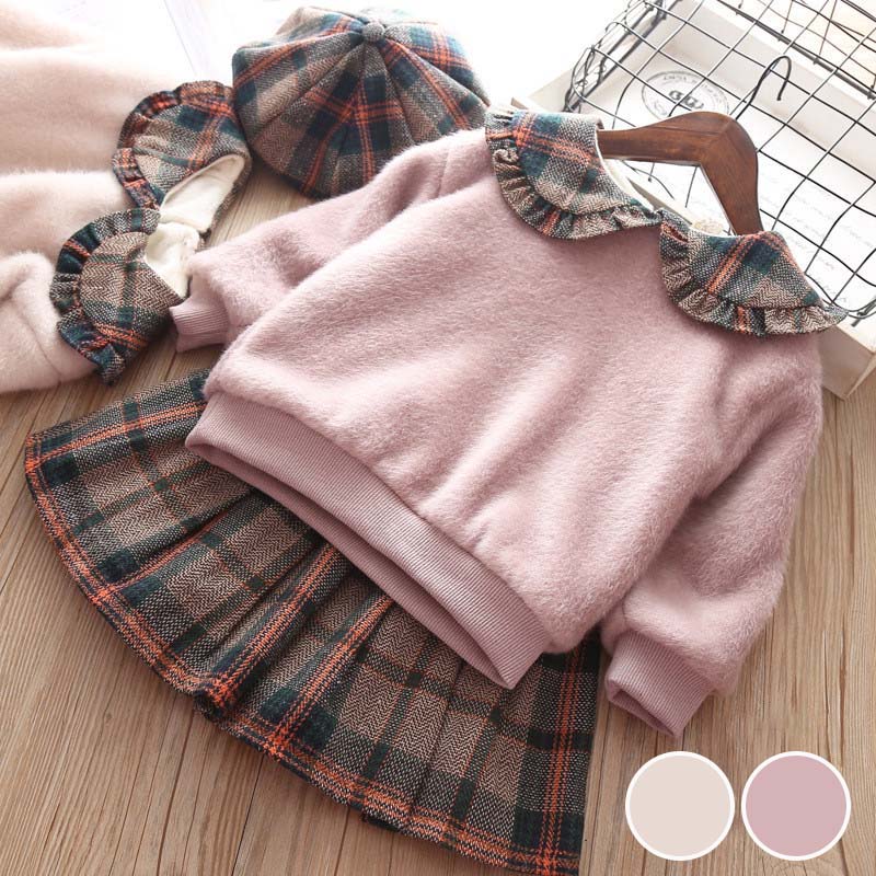 楽天市場】子供服 セットアップ セーター スカート チェック柄 冬服