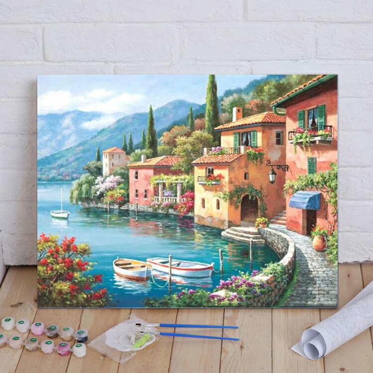 素人の油絵8枚セット 楽天市場】塗り絵 大人 ぬりえ 初心者向け フレーム付 油絵