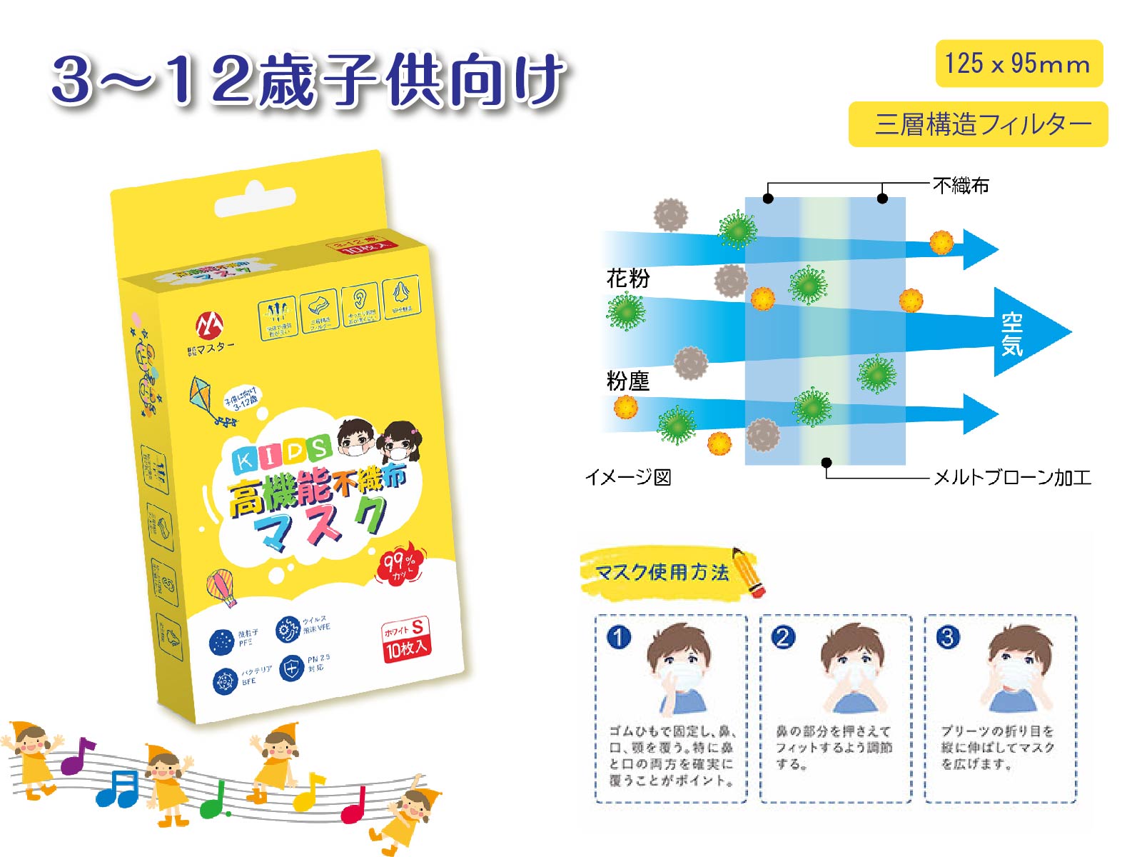 楽天市場 3個セット 子供マスク3歳 12歳10枚入り マスクサイズ125x95mm幼稚園児小学生男女児子ども専用マスク 高機能不織布 マスク 学生マスク ゆったり耳掛け痛くない 使い捨てマスク 個包装タイプ 夏用マスク 感染対策 Gbb楽天市場店