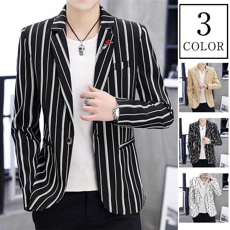 ★美品★ルネ リネン　ストライプ　テーラード　ジャケット　ホワイト 楽天市場】ストライプ メンズ テーラードジャケット ブレザー 白