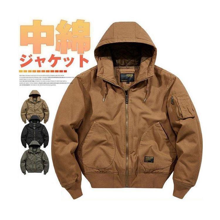 ミリタリージャケット メンズ ブルゾン 中綿入り ジャケット フライトジャケット アウター 秋冬 厚手 ボリュームネック 防寒着 冬 冬服