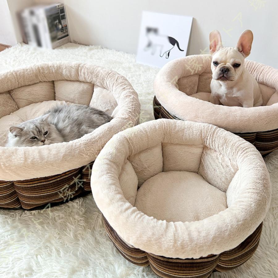 ペットベッド 犬ベット ラウンドベッド 可愛い 柔らかい ペット用 犬用 猫用 冬 寝床 寝具 クッション ソファー ふかふか ふわふわ あったかい 防寒 暖かい