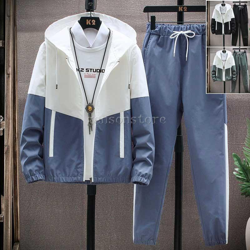 ウインドブレーカー ジャケット パンツ 上下セット フード付 メンズ スポーツウェア セットアップ 防風 保温 大きいサイズ 配色 カジュアル スポーツ 運動 通学 4,726円