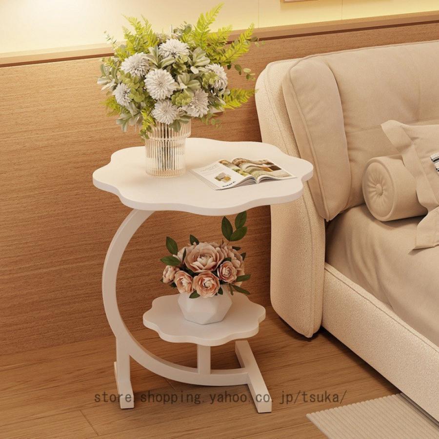 フラワースタンド 植物ラック プランター用品 花瓶スタンド 床置き 北欧風 ベッドサイドデスク 花びらの形 C型 ソファサイドテーブル ラップトップデスク