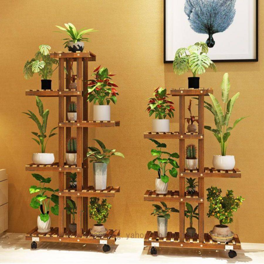 園芸ラック 植物棚 フラワーラック 植木鉢 多肉植物 フラワースタンド 木製 観葉植物 ガーデニング 棚 プランタースタンド 花台 キャスター付き 屋内
