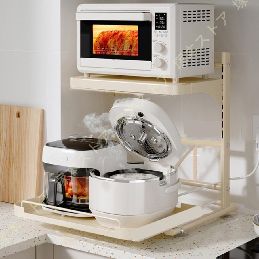 家電や器具収納 レンジラック 電子レンジラック レンジ台 キッチンラック 耐熱 防蝕防錆 レンジボード レンジ上ラック 耐荷重 引き出し式 キッチン収納棚