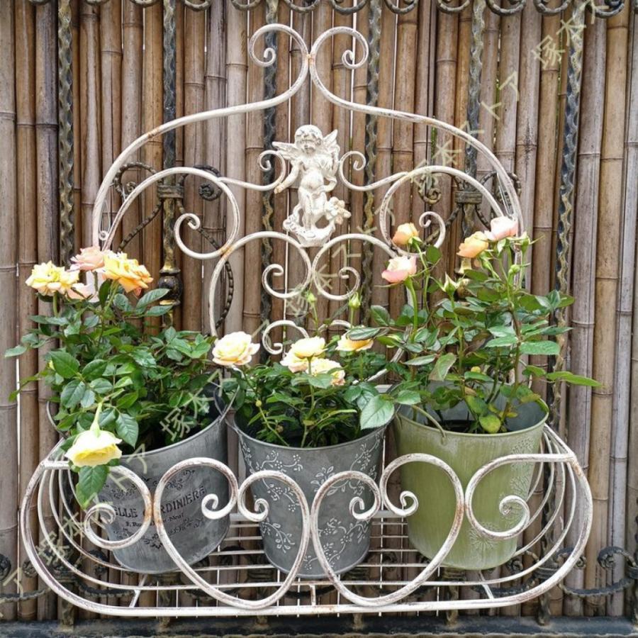 飾りつけお花仕合わせ ハンギングフラワースタンド アイアン お花照明ランプ 鉢照明ランプ 園庭照明ランプ 飾りつけお花照明ランプ フラワーポットスタンド