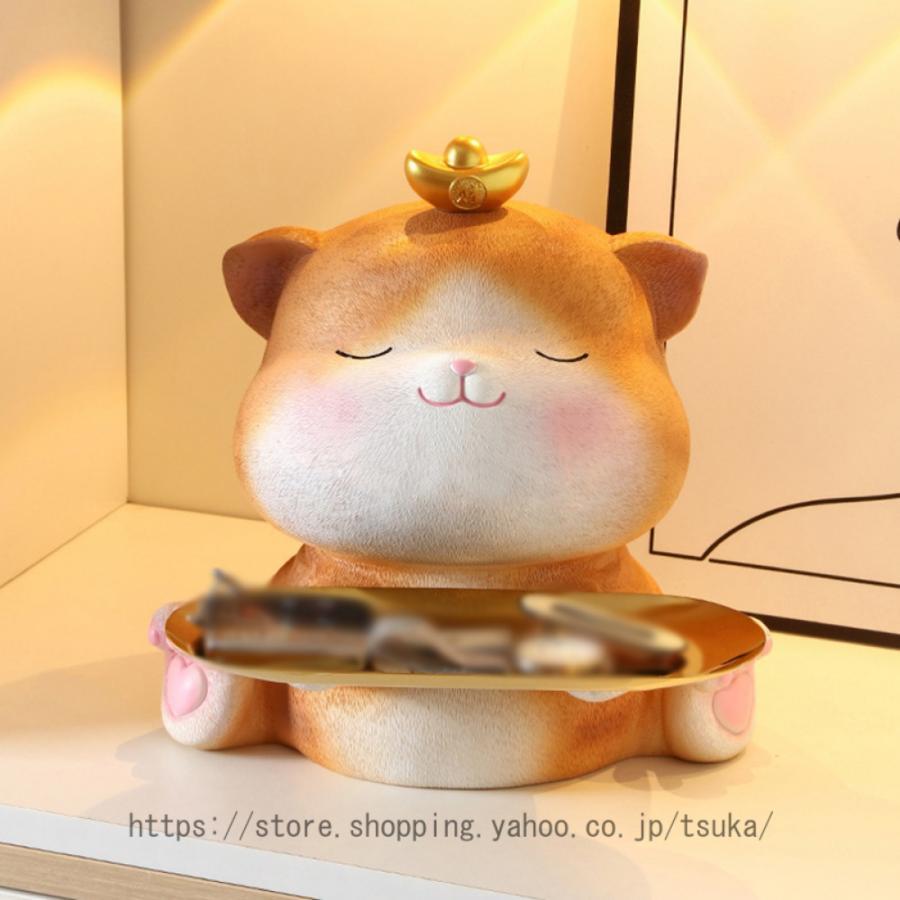 収納 トレイ 置物 キー 卓上 玄関 オブジェ 樹脂製 小銭ボックス ネコ 多功能収納 鍵置き小物入れ 飾り オブジェ 置物 鍵置き 飾り動物 樹脂製 手塗り