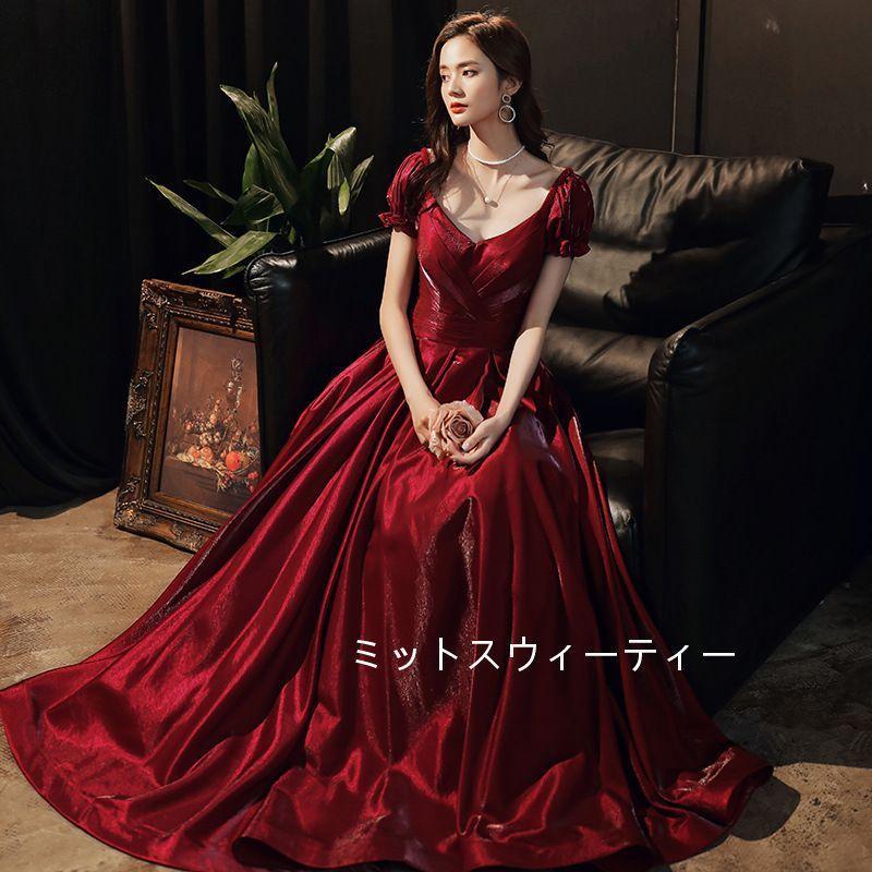 カラードレス パーティードレス 二次会 演奏会用ロングドレス 半袖 披露宴 結婚式 演奏会 発表会 二次会 コンサート ステージ イブニングドレス カクテルドレス|GBB店