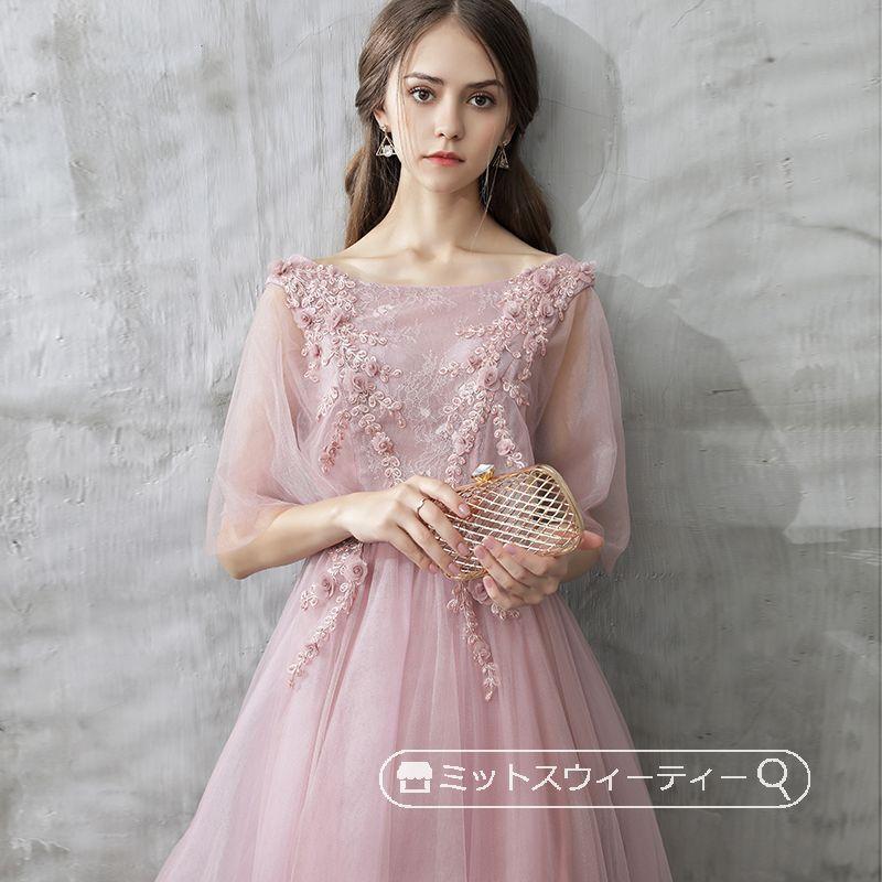 カラードレス 花嫁ドレス 二次会 結婚式 パーティードレス ピンク 演奏会 発表会 ウエディングドレス コンサート 披露宴 ロングドレス ステージドレス 編み上げ｜GBB店