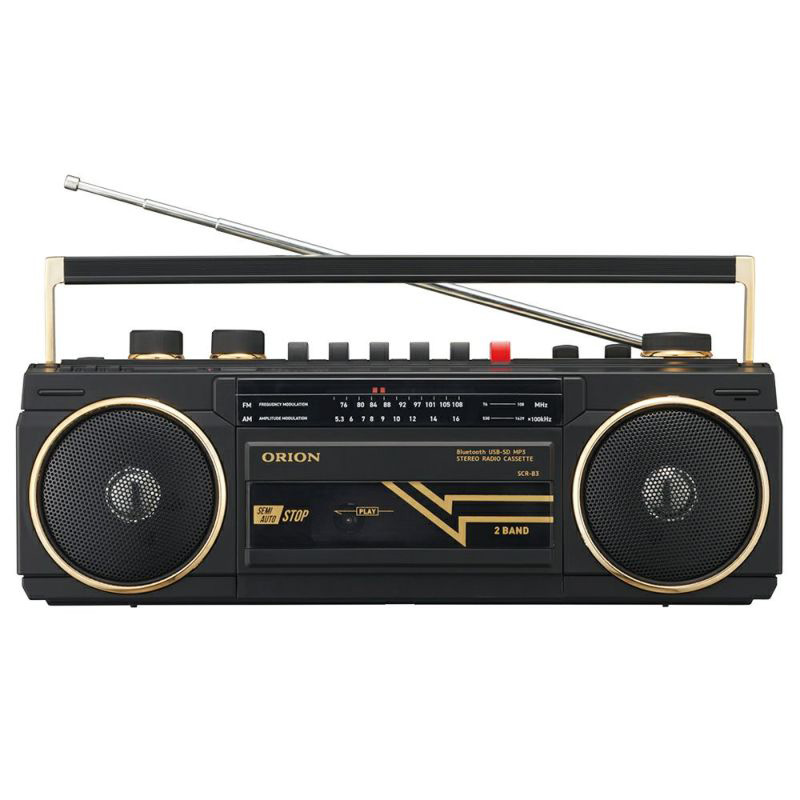 (展示・未使用品)SANSUI レッド ラジカセ カセットプレーヤー 新品で買えるレトロデザイン。SANSUIのBluetooth搭載ラジカセ
