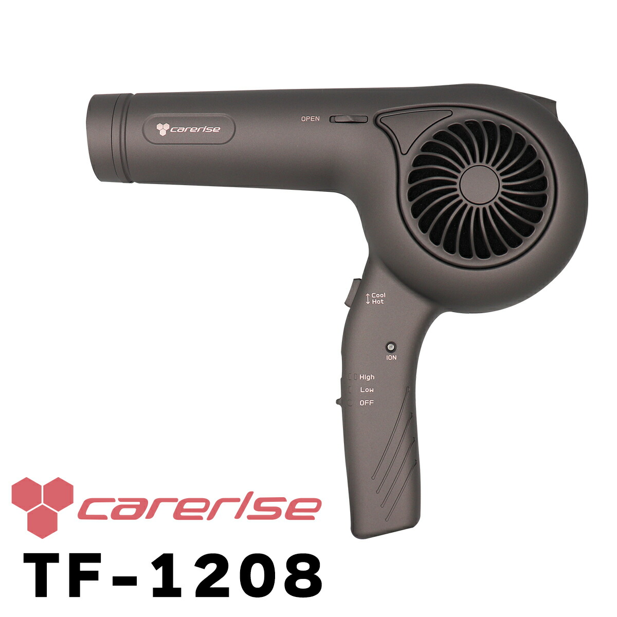 ケアライズ ヘアドライヤー 　 ケアイズドライヤー　マイナスイオン　遠赤 楽天市場】ケアライズ ヘアドライヤー TF-1208 マットグレー