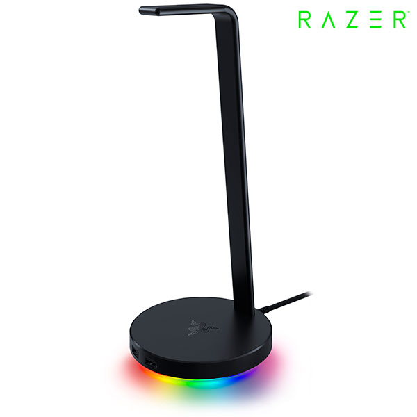 【Razer公式】 Razer Base Station V2 Chroma DAC内蔵 3.5mmポート / 2ポート USB 3.1 ハブ 搭載 ヘッドホンスタンド Black # RC21-01510100-R3M1 レーザー (ヘッドホンスタンド)