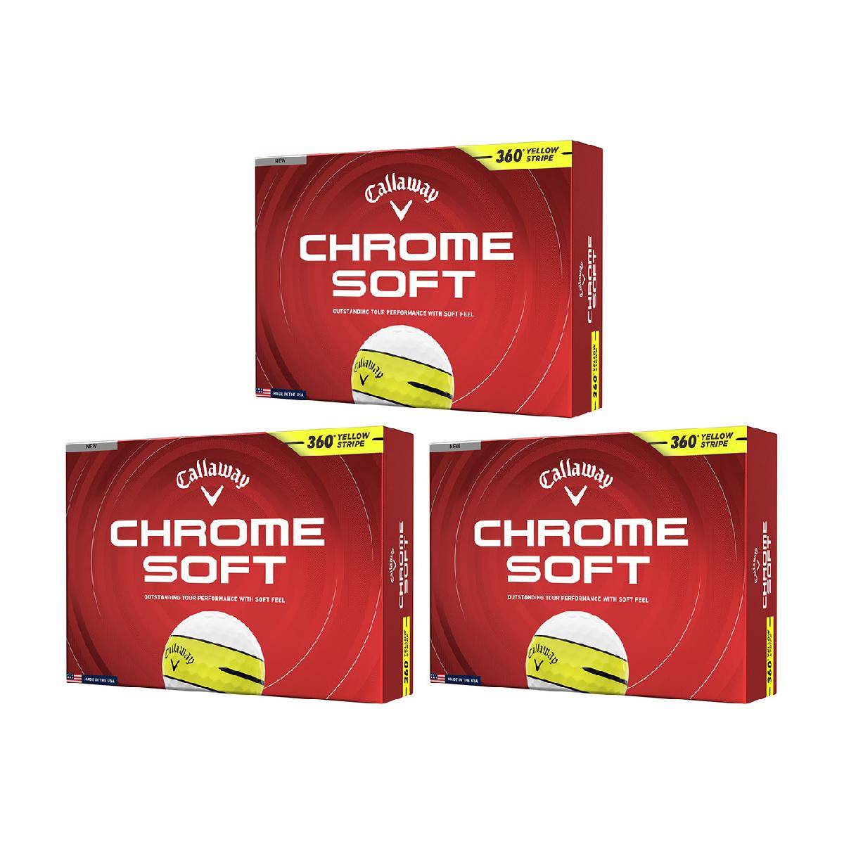 キャロウェイゴルフ CHROME SOFT CHROME SOFT 360 イエローストライプ ボール 3ダースセット