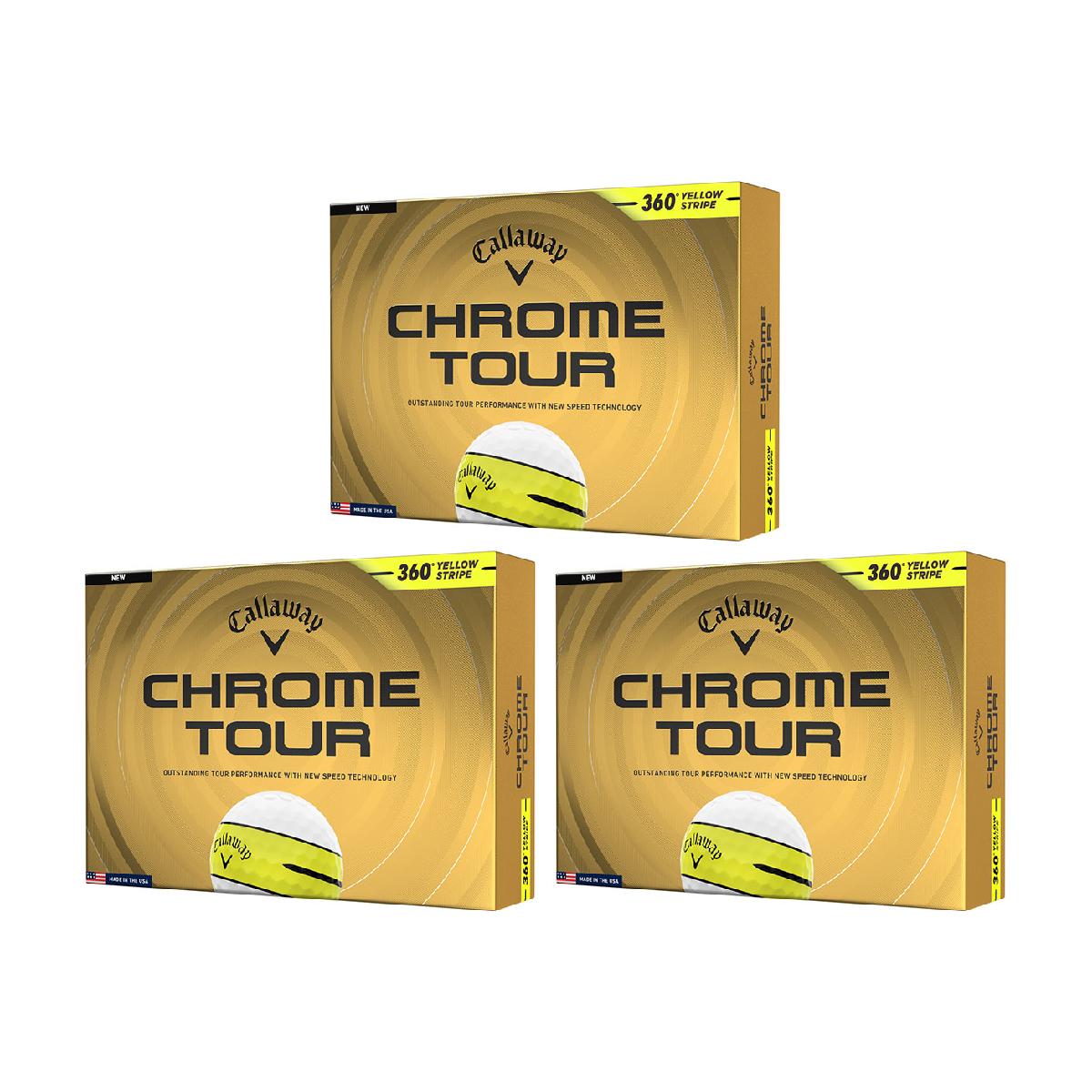 キャロウェイゴルフ　CHROME TOUR　CHROME TOUR 360 イエローストライプ ボール 3ダースセット