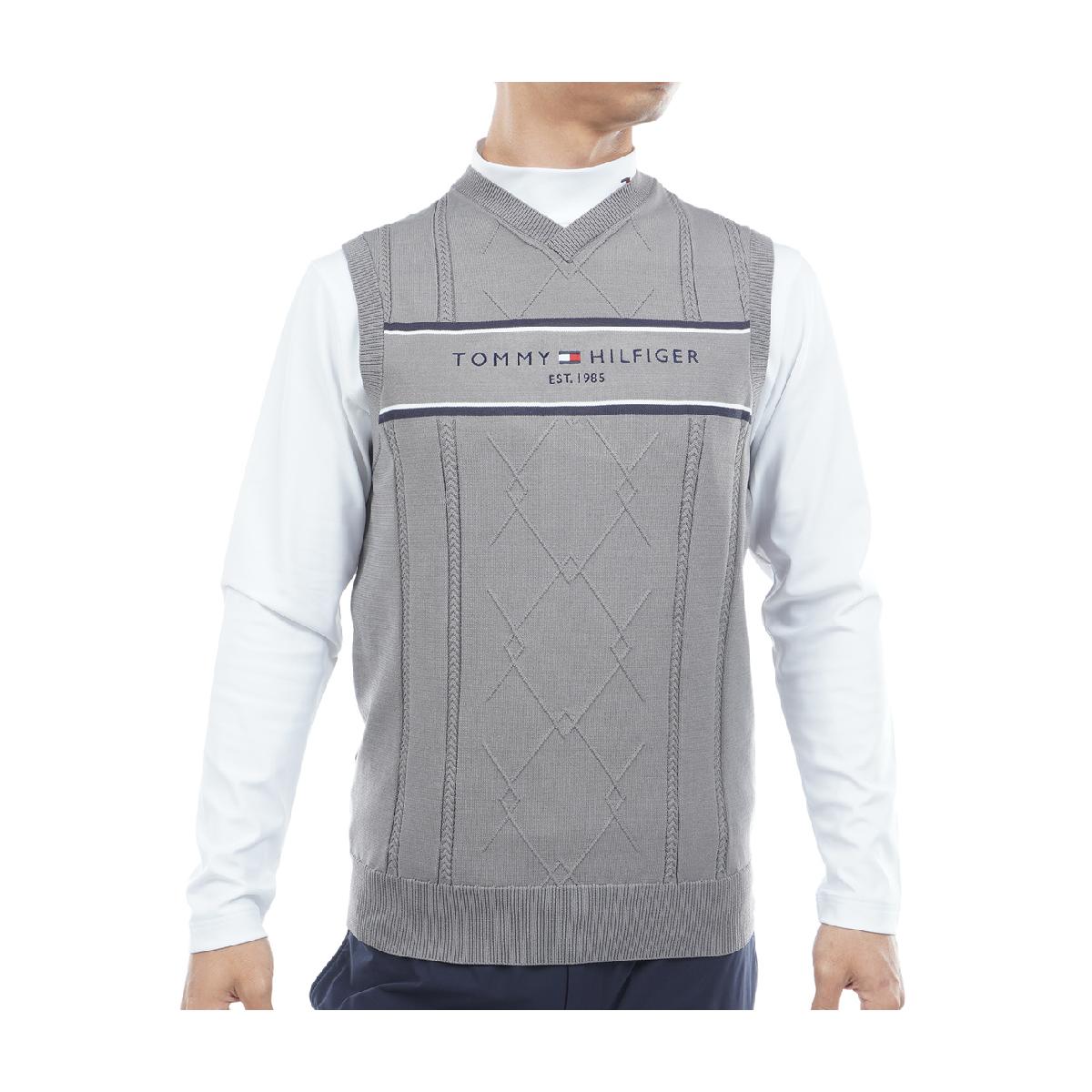 トミー ヒルフィガー ゴルフ　TOMMY HILFIGER GOLF　ケーブル浅Vネック ニットベスト