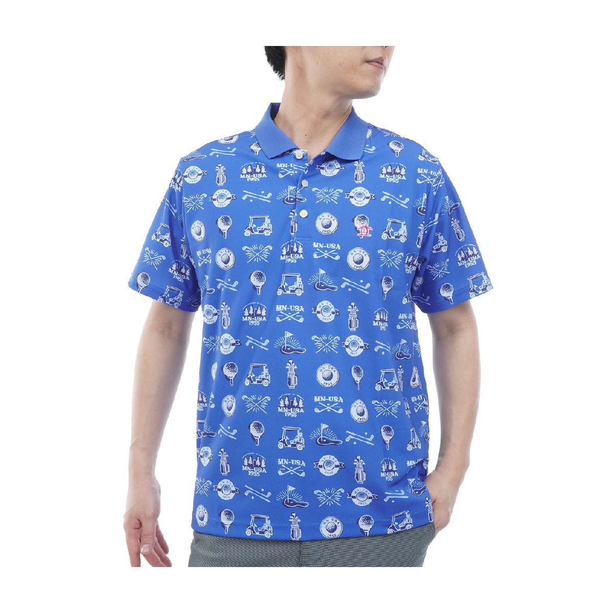 マンシングウェア　Munsingwear　ストレッチ ゴルフモチーフプリント半袖ポロシャツ