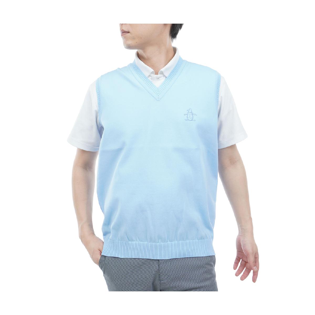 マンシングウェア　Munsingwear　背面地柄ボーダーVネックベスト