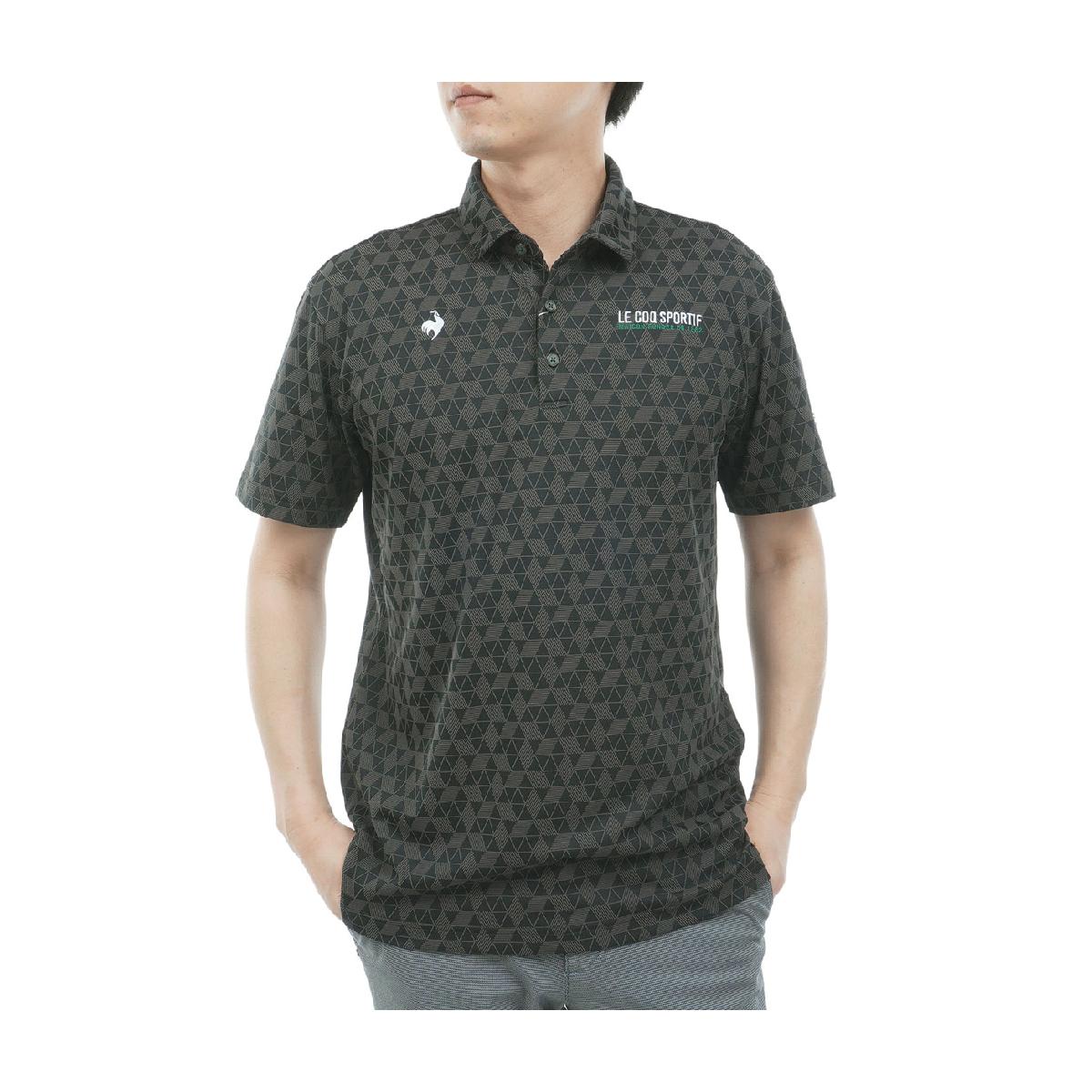 ルコックスポルティフ ゴルフ　Le coq sportif GOLF　ストレッチ トライアングルジャカード半袖ポロシャツ