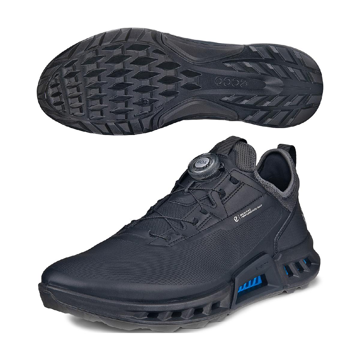 244番 新品ECCOゴルフシューズ 黒35 22.0～22.5cmスパイクレス エコー（ecco）（メンズ）スパイクレスゴルフシューズ S-THREE