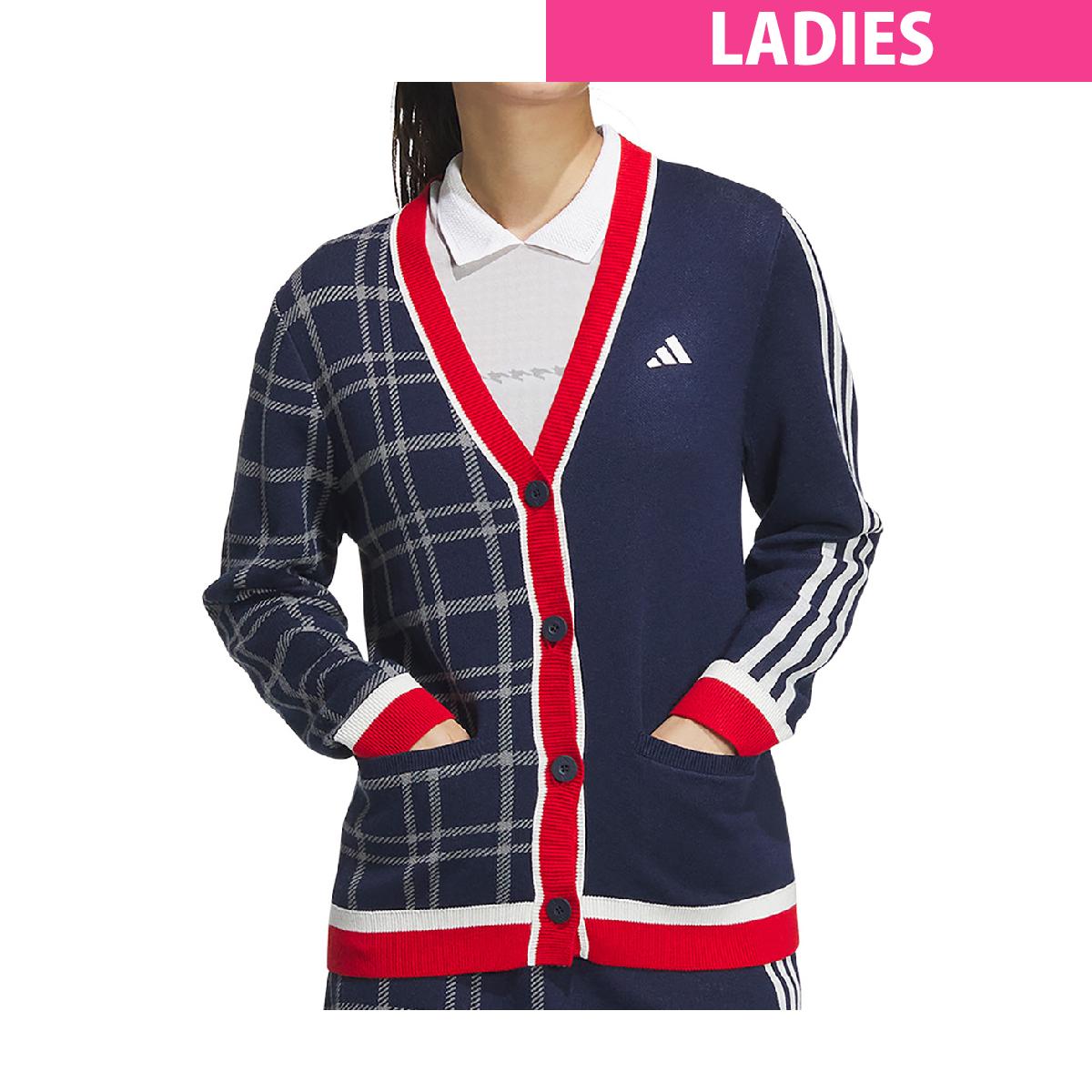 アディダス　Adidas　アシンメトリーパターン スリーストライプス カーディガン　 レディス