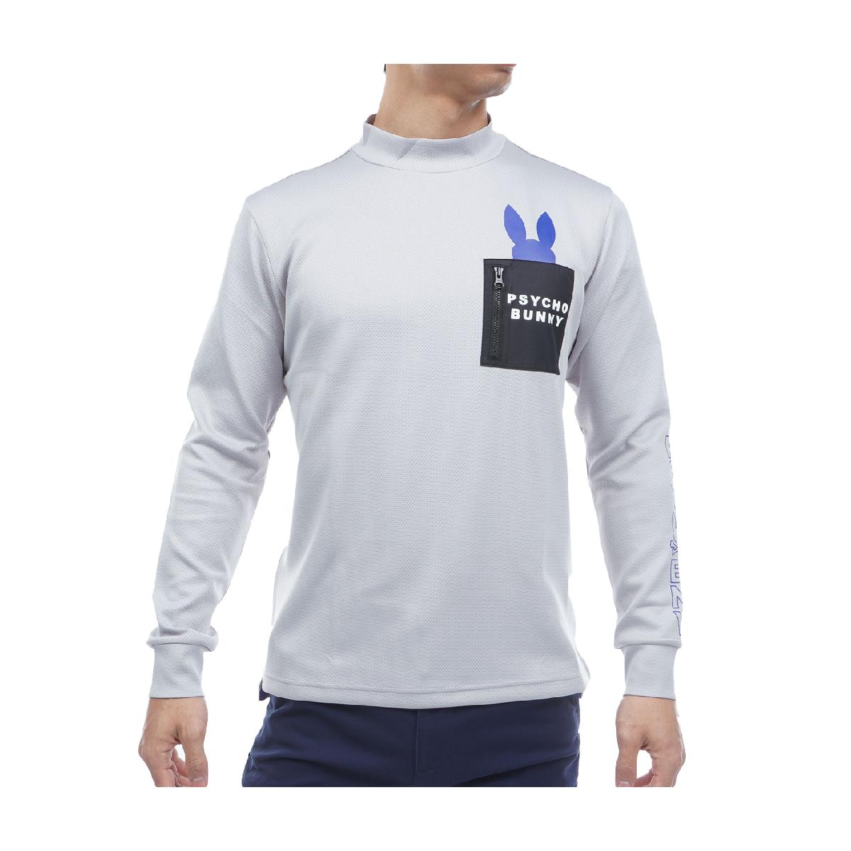 サイコバニー　PSYCHO BUNNY　GOLF アームロゴ ポケットバニーモックネック長袖Tシャツ