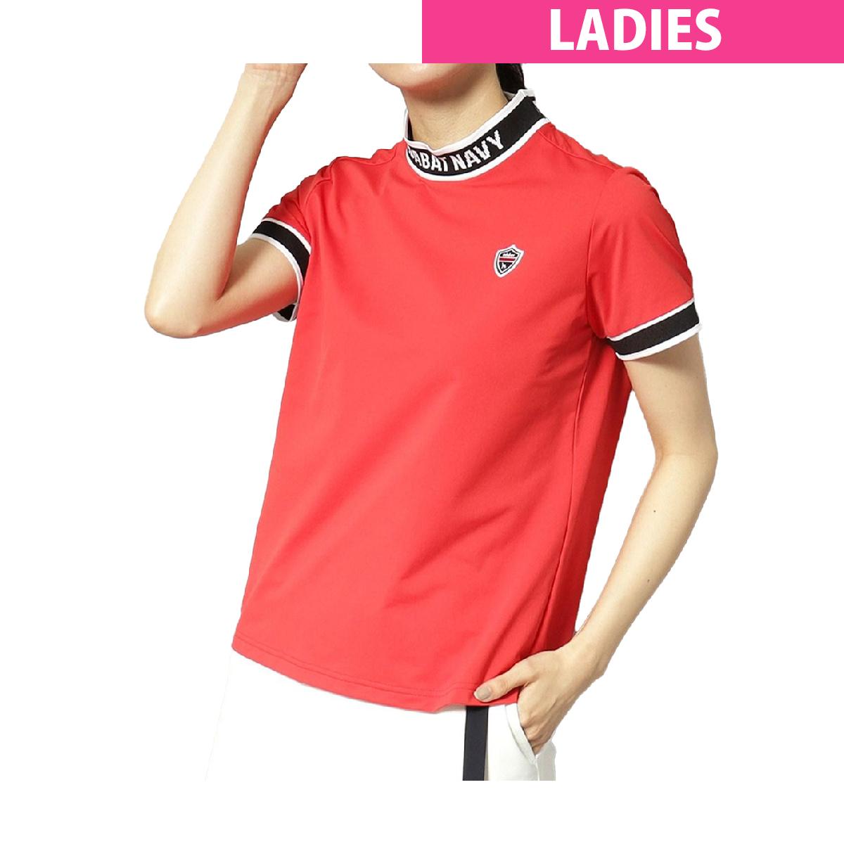 アダバットネイビー　ADABAT NAVY　UVカット 吸水速乾 ラインリブモックネック半袖Tシャツ　 レディス 5,940円