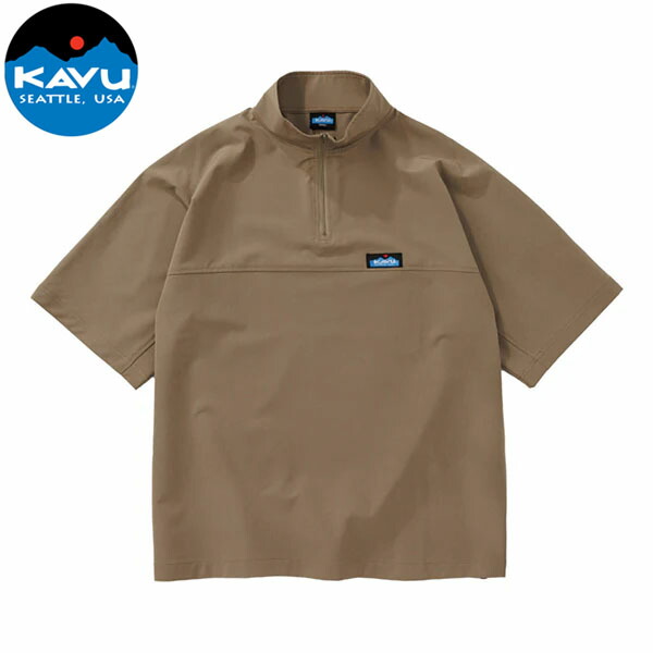 カブー KAVU メンズ 半袖プルオーバー ハーフジップ ニューハーフジップシェルテックシャツ ベージュ 当たること冷感 吸水速乾 軽さ 紫外線押しとどめる KAV19822450047