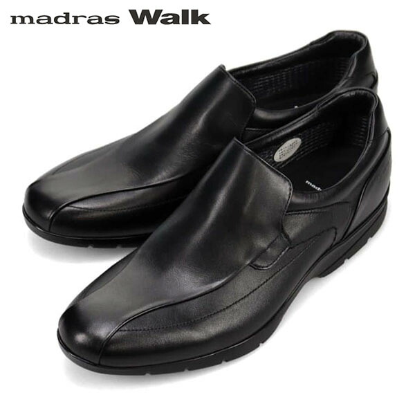 マドラスウォーク madras Walk メンズ ゴアテックス カジュアルシューズ スリッポン ビジネスシューズ MW7702 BLACK ブラック 防水透湿 通勤 雨 MADMW7702BLA｜ギーク
