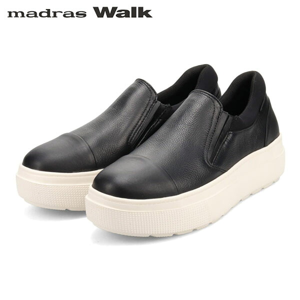 マドラスウォーク madras Walk レディース ゴアテックス スリッポン 厚底 レザー MWL1024 BLACK 防水透湿 MADMWL1024BLA｜ギーク