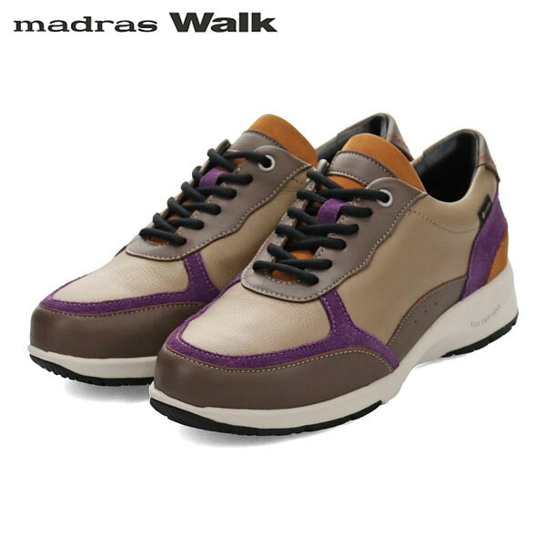 マドラスウォーク madras Walk レディース ゴアテックス スニーカー シューズ MWL1204 BEIGE/PURPLE 防水透湿 ウォーキング MADMWL1204BEGPUR|ギーク