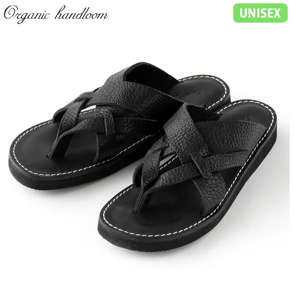 Organic handloom オーガニックハンドルーム サンダル DUBI ドゥビー ブラックシュリンク レザー 牛革 日本製 OH021493｜ギーク
