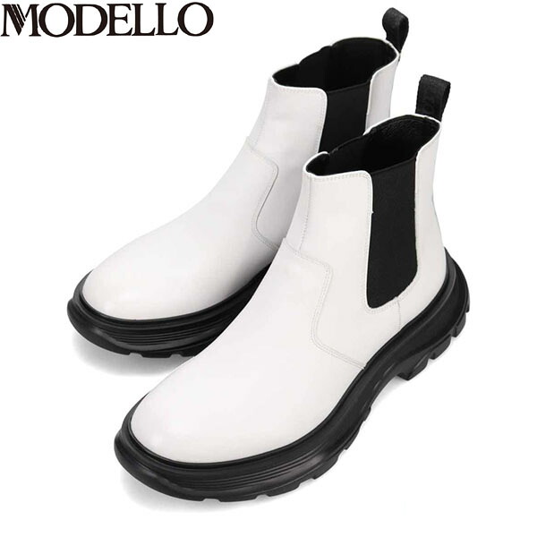 モデロ MODELLO メンズ 紳士靴 アンクルブーツDM3331 WHITE カバロス加工 マドラス madras MODDM3331WHT