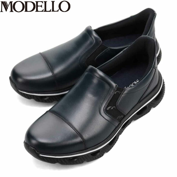 モデロ MODELLO メンズ レザー スリッポンDM3343 NAVY カバロス加工 抗菌防臭 速乾 マドラス madras MODDM3343NAV｜ギーク