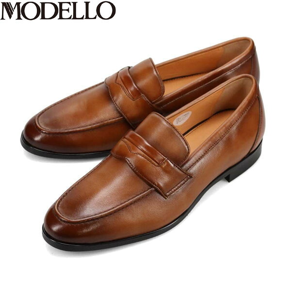 【楽天市場】モデロ MODELLO メンズ ビジネスシューズ DM3344 BROWN スリッポン カバロス加工 通勤 吸湿速乾 抗菌防臭 ...