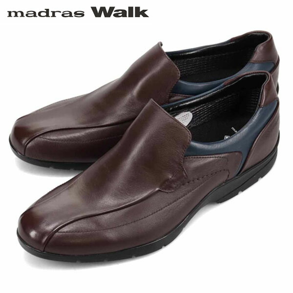 マドラスウォーク madras Walk メンズ ゴアテックス 心地よいシューズ スリッポン 商行為シューズ 雨合羽透湿 通い 雨 D-BROWN/NAVY MADMW7702DBRNAV メンズ靴-靴-ビジネスシューズ