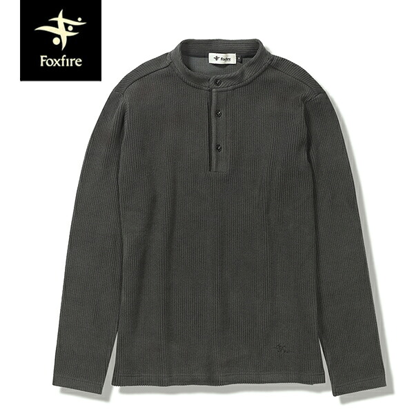 フォックスファイヤー Foxfire メンズ カットソー コーデュロイヘンリーネック Corduroy Henry-neck 伸ばすこと 中厚地 炭素黒いこと（152） FOX5115482152