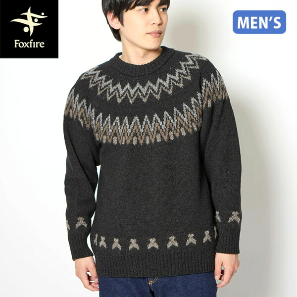 フォックスファイヤー Foxfire メンズ 編み物 プルオーバー フィッシングノルディックセーター 暗灰色(023) SPRUCE LINE FOX6115562023