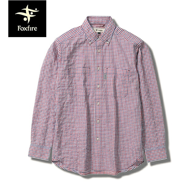 フォックスファイヤー Foxfire メンズ 長袖シャツ TSサッカーギンガムシャツ ギンガムチェック レッドxネイビー（206） FOX5212193206｜ギーク