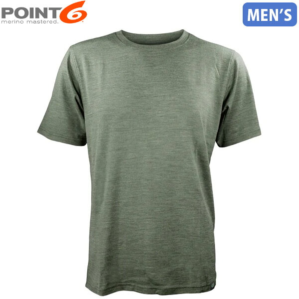 POINT6 ポイント6 メンズ レディース メンズ 半袖Tシャツ Men's Alpine Extra-Fine Merino Wool Tee Dusty Olive メリノウール P66000OLV｜ギーク