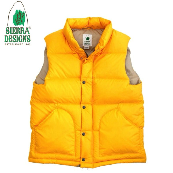 シェラデザインズ メンズ レディース ジップ ダウン ベスト DOWN VEST Yellow SIERRA DESIGNS タウンユース カジュアル Z-SER821004YELLOW|ギーク