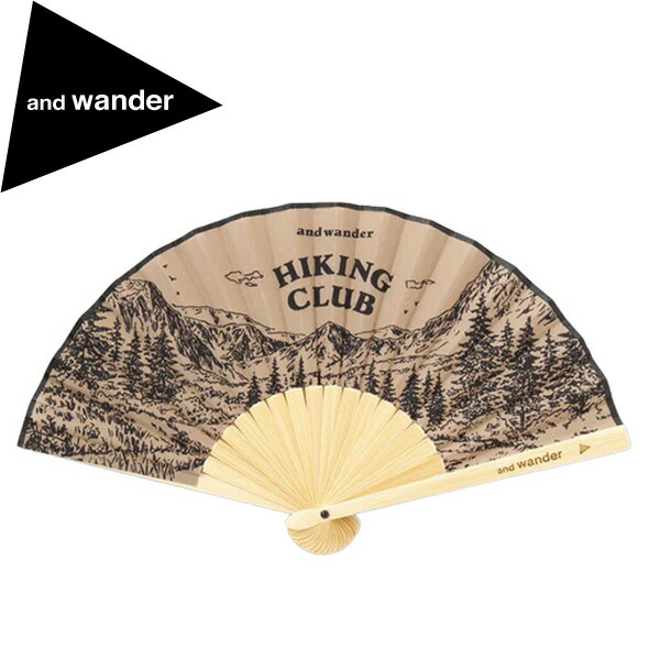 アンドワンダー 扇子 and wander 5745177305 hiking club folding hand fan beige AWD5745177305040