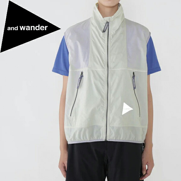 アンドワンダー ベスト and wander 5746121017 PERTEX wind vest l.gray AWD5746121017021