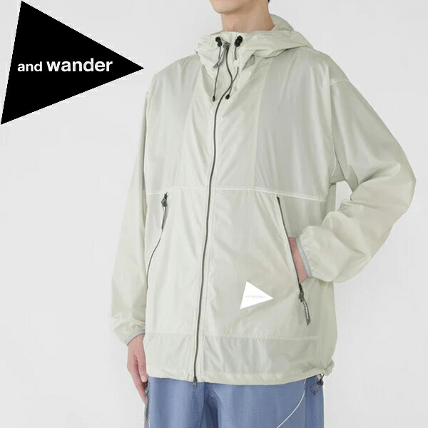 アンドワンダー ジャケット and wander 5746921016 PERTEX wind jacket l.gray AWD5746921016021