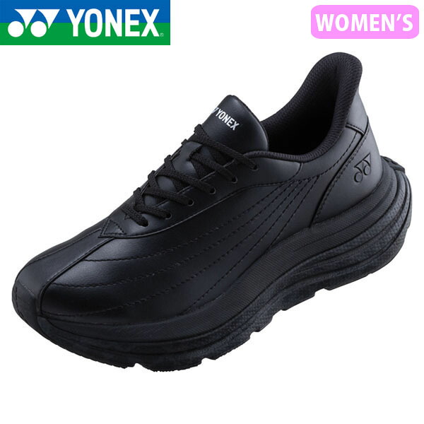 ヨネックス YONEX レディース パワークッションL128 ブラック ウォーキングシューズ スニーカー 軽量 衝撃吸収 厚底 ファスナー 撥水 抗菌防臭 YONSHWL128007｜ギーク