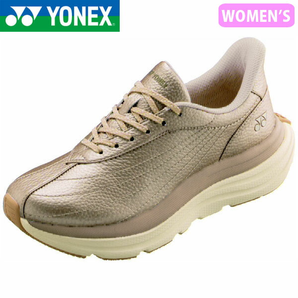 ヨネックス YONEX レディース パワークッションL128 ゴールド ウォーキングシューズ スニーカー 軽量 衝撃吸収 厚底 ファスナー 撥水 抗菌防臭 YONSHWL128016